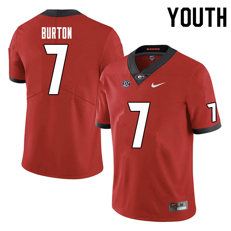 Youth #7 Jermaine Burton Georgia Bulldogs College Football Jerseys Sale-Red - Click Image to Close
